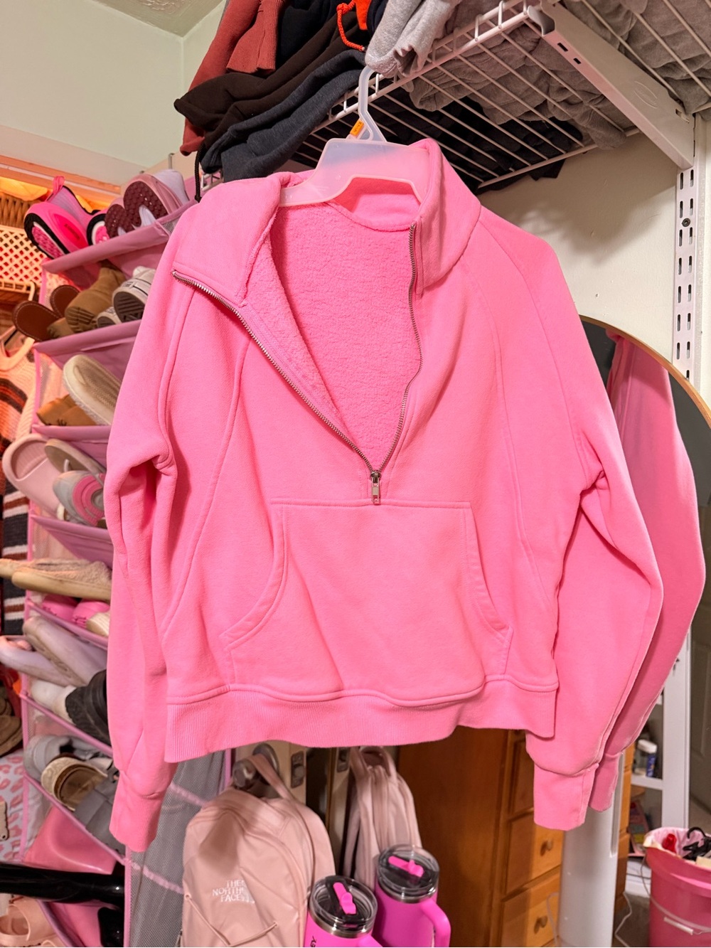 & Other Stories Bubblegum Pink Half-Zip Pullover Hoodie